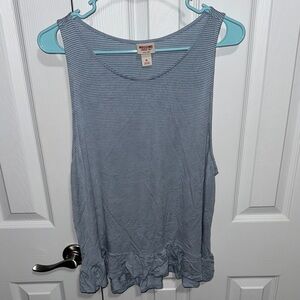 Mossimo Supply Co. Blue Striped Ruffle Tank Top